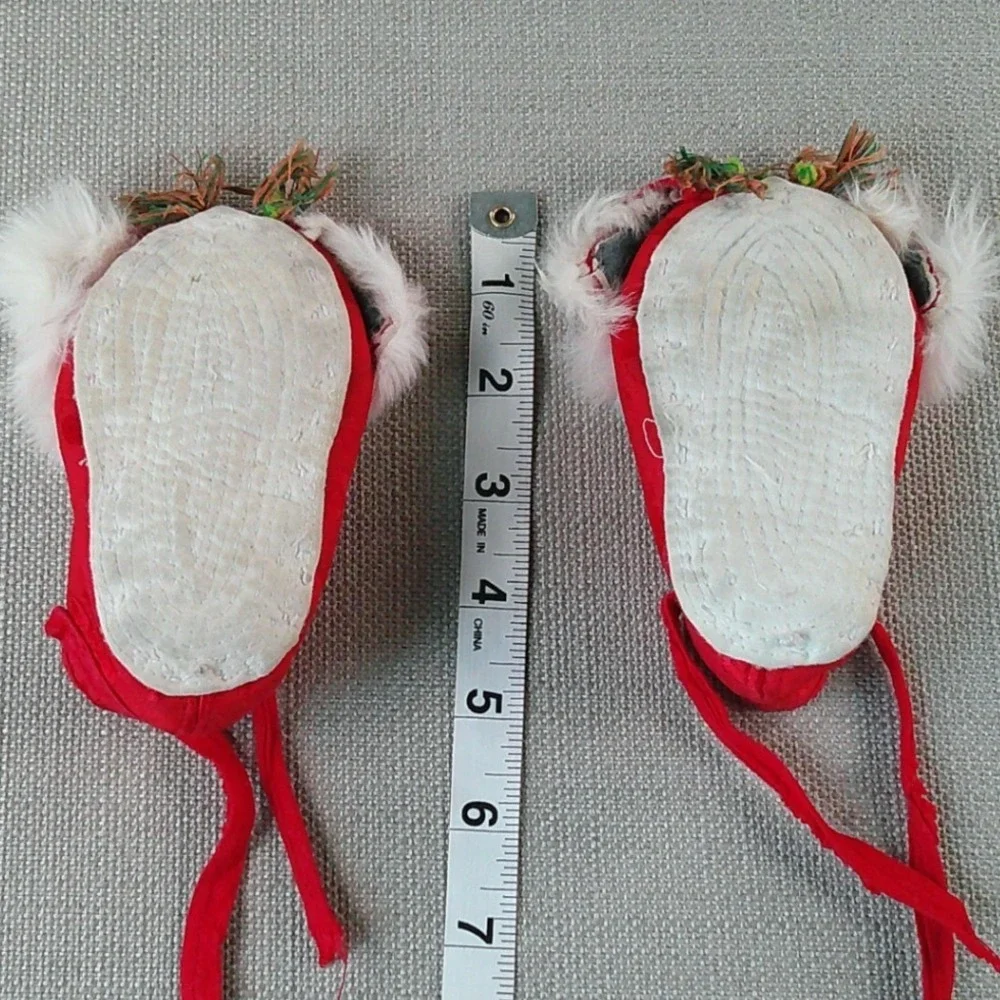 Vintage Handmade Traditional Chinese Baby Shoes 3 Pairs Folk Art Embroidered